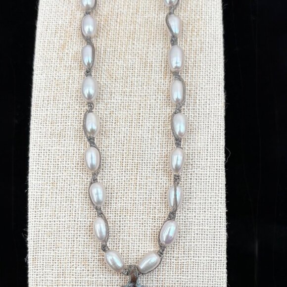 Boho Freshwater Pearl & Patina Pendant Necklace - Picture 3 of 6